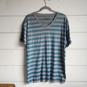 Carbon Mens Striped V-neck Short Sleeve T-Shirt Size X-Large